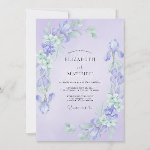 Lilac Iris Eucalyptus Wedding Invitation