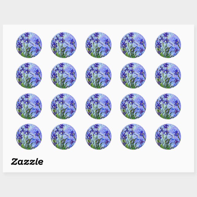 Lilac Irises by Claude Monet Classic Round Sticker (Sheet)
