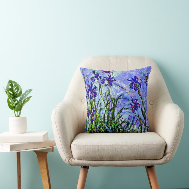Lilac Irises by Claude Monet, Throw Pillow (Chair)