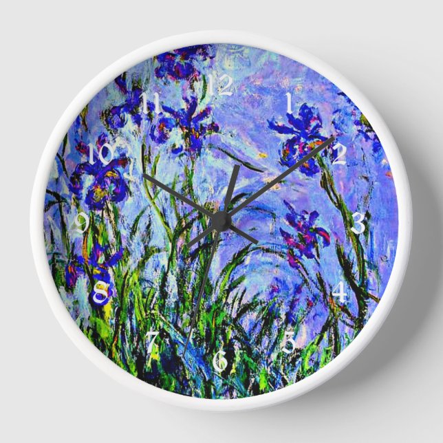 Lilac Irises by Monet Clock (Front)