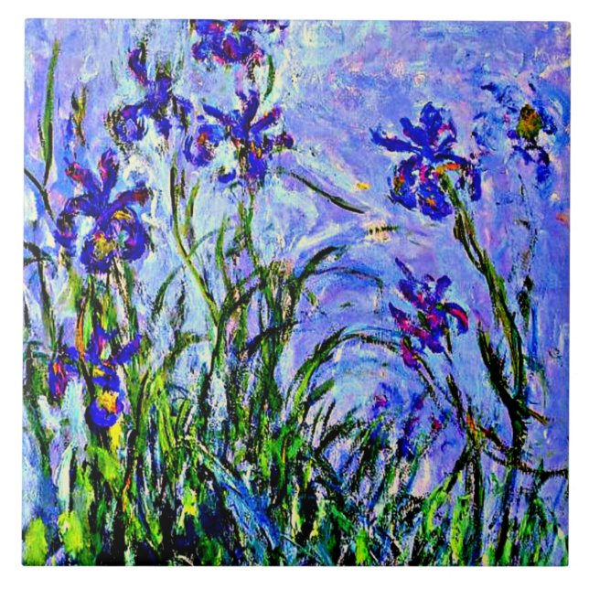 Lilac Irises fine art by Claude Monet, Tile (Front)