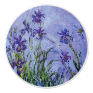 Lilac Irises Monet Fine Art Ceramic Knob
