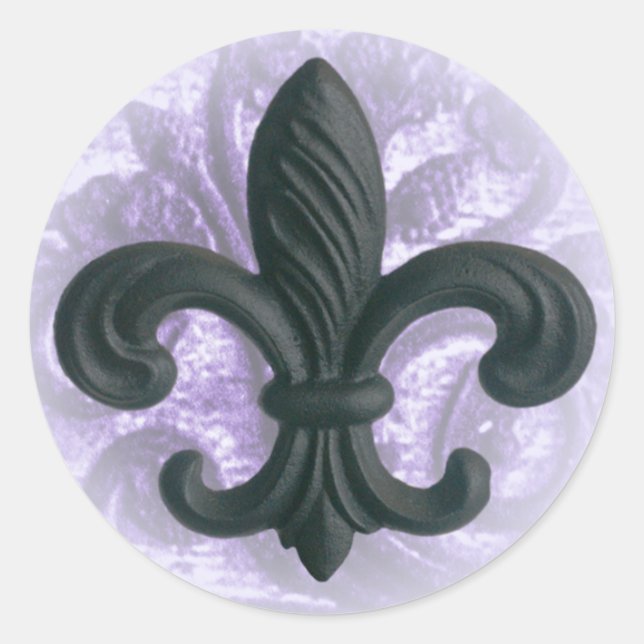 lilac "iron fleur de lis" invitation seals (Front)