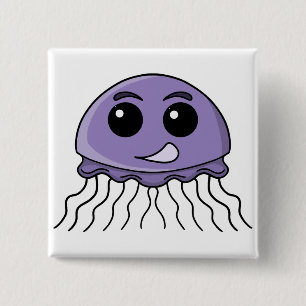 Lilac Jellyfriend Cartoon 15 Cm Square Badge