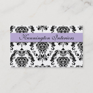 Lilac Lave Purple Black Damask Lace Business Cards