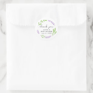 Lilac Lavender Baby Shower Thank You Classic Round Sticker