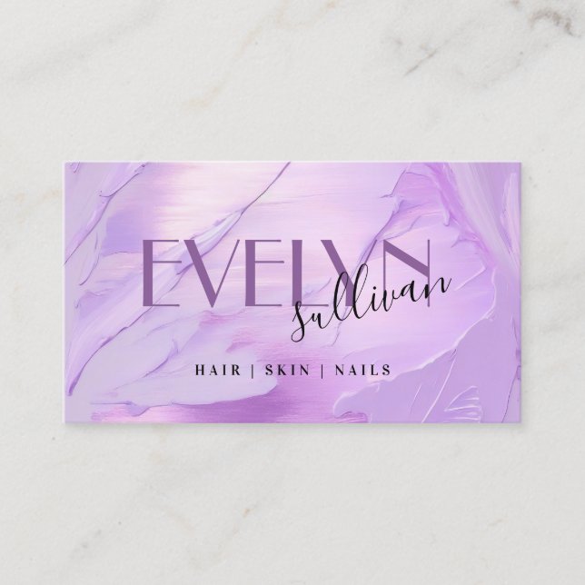 lilac lavender brush strokes business card (Front)