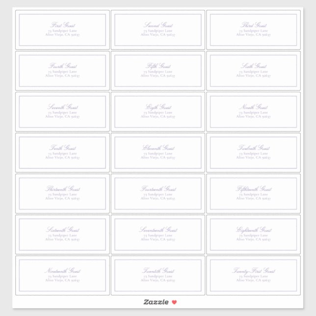Lilac Lavender Classic Script Guest Address (Sheet)