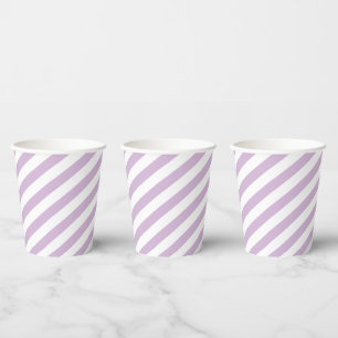 Lilac Lavender Colour Diagonal Striped Wedding Paper Cups