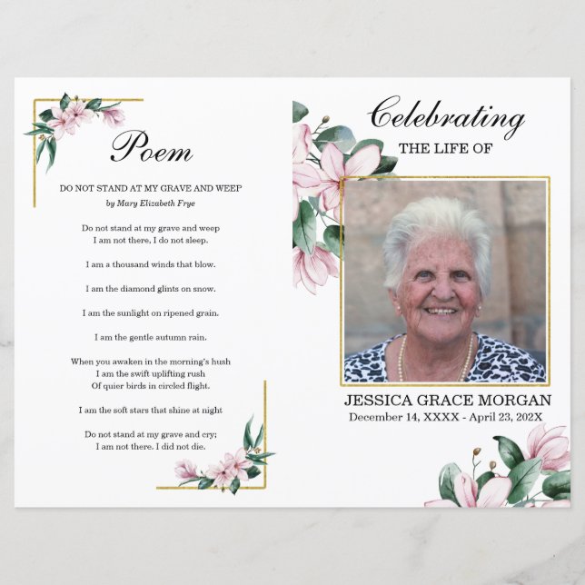 Lilac Lavender Floral Funeral Program Template (Front)