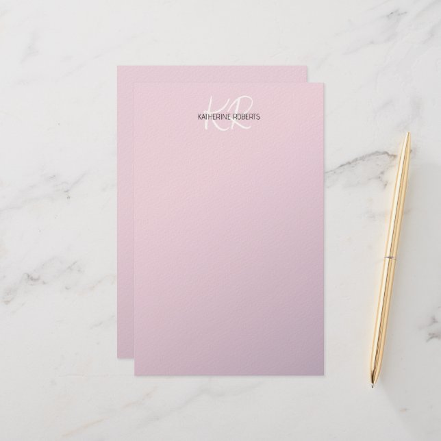 Lilac Lavender Personalised Stationery Paper (Front/Back In Situ)