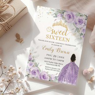 Lilac Lavender Purple Floral Sweet Sixteen 16 Invitation