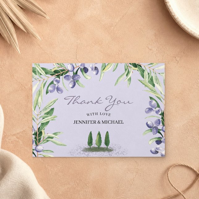 Lilac Lavender Rustic Tree Wedding Thank You Card (Creator Uploaded)