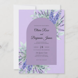Lilac Lavender Sprig Eucalyptus Wedding Invitation