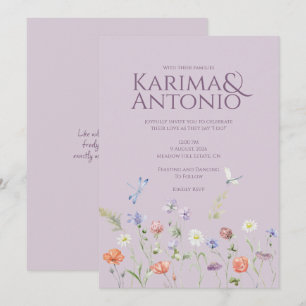 Lilac Lavender Whimsy Wildflower  Invitation