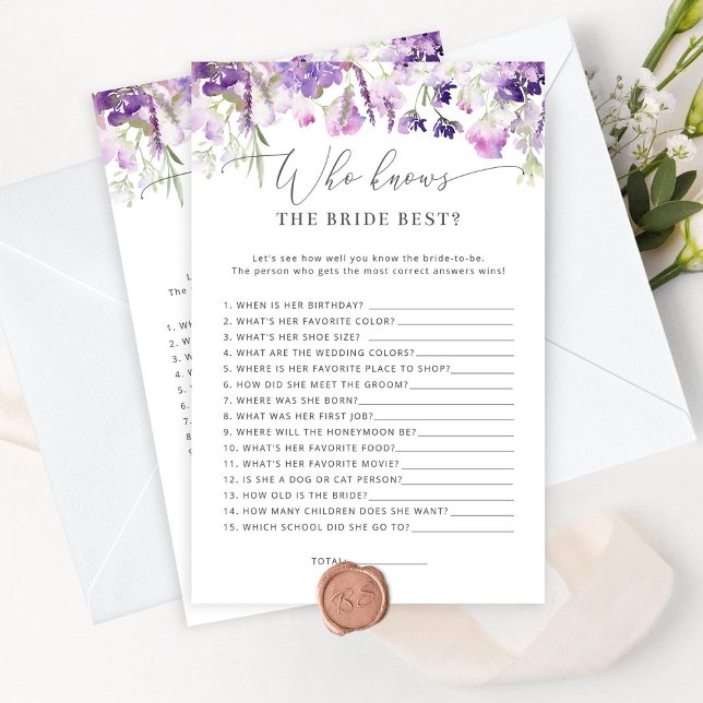 Lilac lavender Who knows the bride best game (Creator Uploaded)