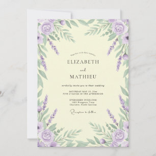 Lilac Lavender Wreath Wedding Invitation