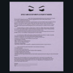 LILAC Leather EYELASH EXTENSION CONSENT FORM Flyer<br><div class="desc">Eyelash Extensions Consent forms are perfect for your Lash Extension business. This modern and sophisticated consent form design features a glamourous , minimalistic illustration of a woman's eyelashes a title and a block where you can insert all your informed consent details on a luxury against a printed LILAC leather background....</div>