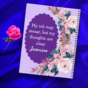 Lilac Lefty Notebook Floral Design + Girl Name