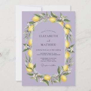 Lilac Lemon Fruit Eucalyptus Wedding Invitation