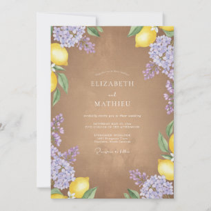 Lilac Lemon Rustic Bloom Wedding Invitation