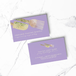 Lilac Light Purple Pastry Rustic tools Bakery Business Card