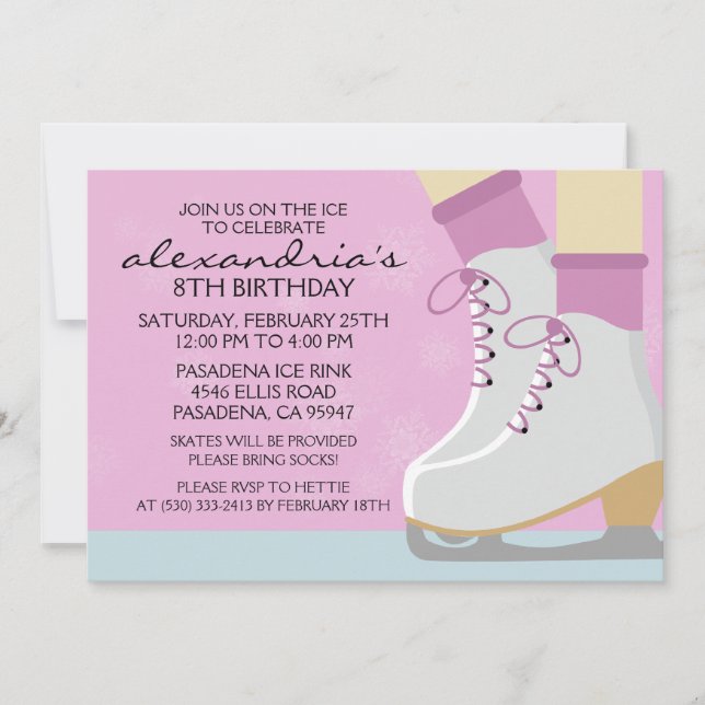 Lilac Light Skin Skate Laces Ice Skating Party Invitation (Front)