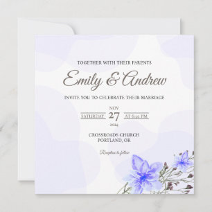 Lilac Lily Watercolor Floral Square Wedding Invitation