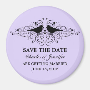 Lilac Love Bird Swirls Save the Date Magnet