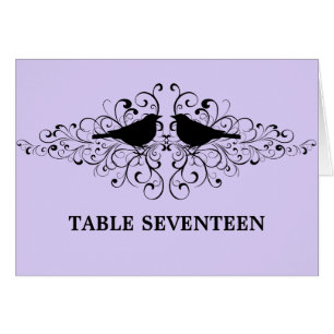 Lilac Love Bird Swirls Table Number Card