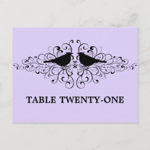 Lilac Love Bird Swirls Table Number Postcard