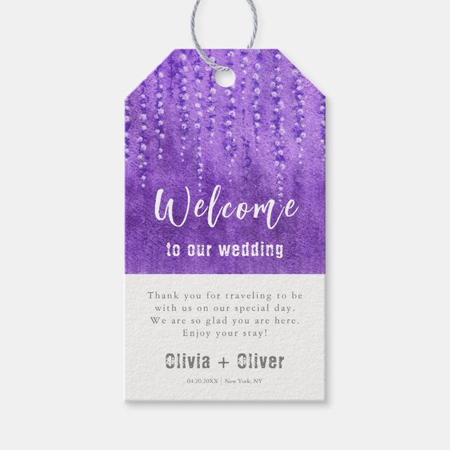 Lilac Lupines Wedding Welcome Gift Tags (Front)