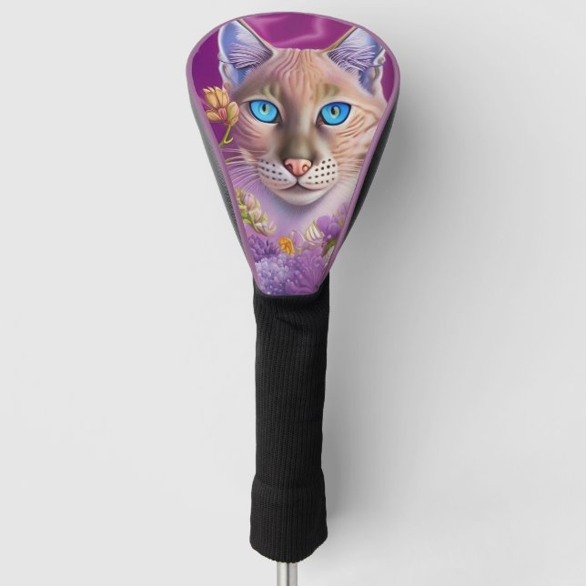 Lilac Lynx point Siamese cat in purple  Golf Head Cover (Front)
