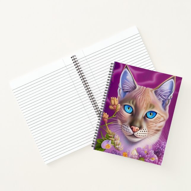 Lilac Lynx point Siamese cat in purple Notebook (Inside)