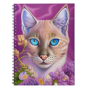 Lilac Lynx point Siamese cat in purple  Notebook