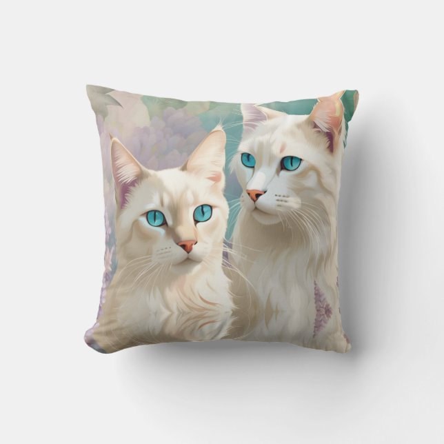 Lilac Lynx Point Siamese Portrait Art Cushion (Front)
