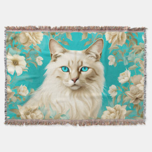 Lilac Lynx Point Siamese Portrait Art Throw Blanket