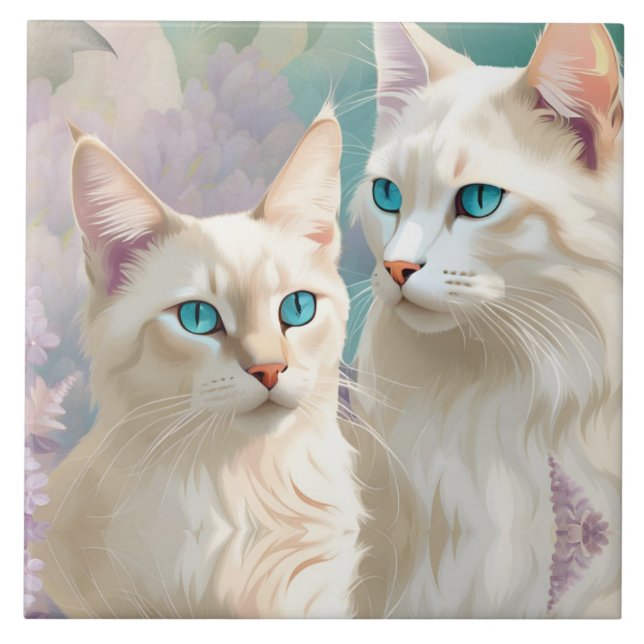 Lilac Lynx Point Siamese Portrait Art Tile (Front)