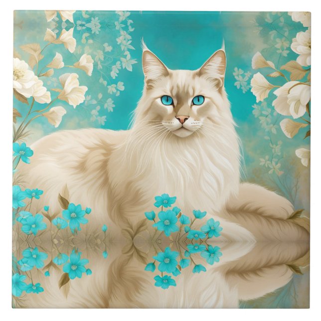 Lilac Lynx Point Siamese Portrait Art Tile (Front)