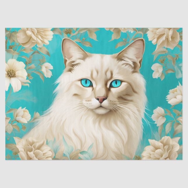 Lilac Lynx Point Siamese Portrait Art Tissue Paper (Front)