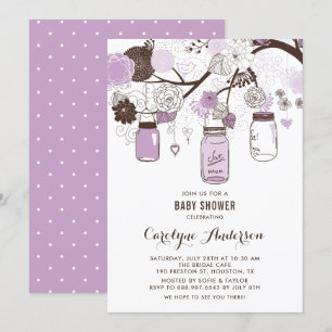Lilac Mason Jars and Flowers Baby Shower Invitation