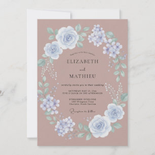 Lilac Mauve Cornflower Watercolor Wedding Invitation