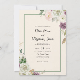 Lilac Mauve Lilac Watercolor Wedding Invitation