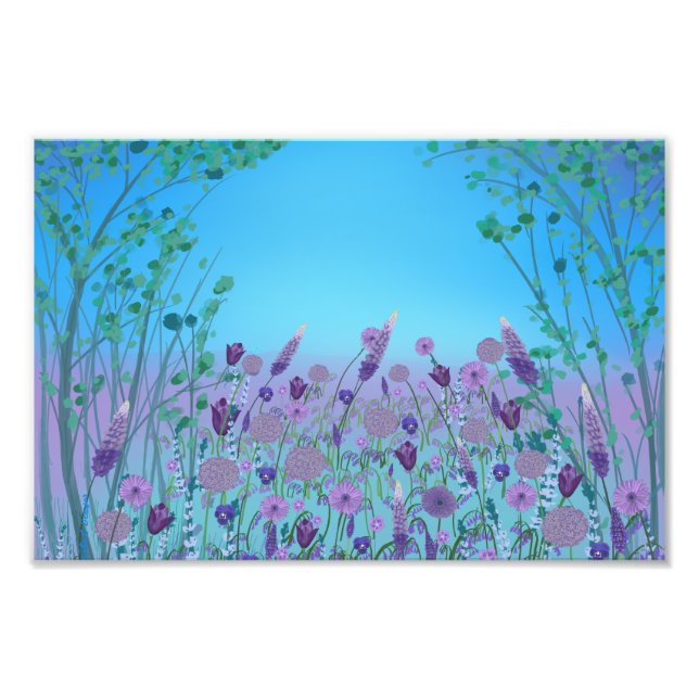 Lilac meadow flower garden wall art poster (Front)