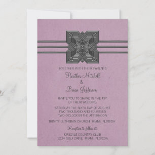 Lilac Medallion Border Wedding Invite