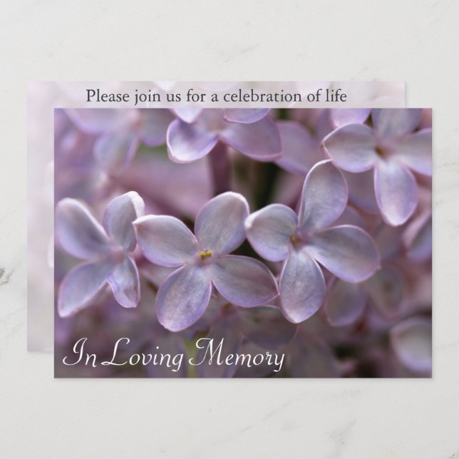 Lilac Memorial Service Funeral Invitation (Front/Back)