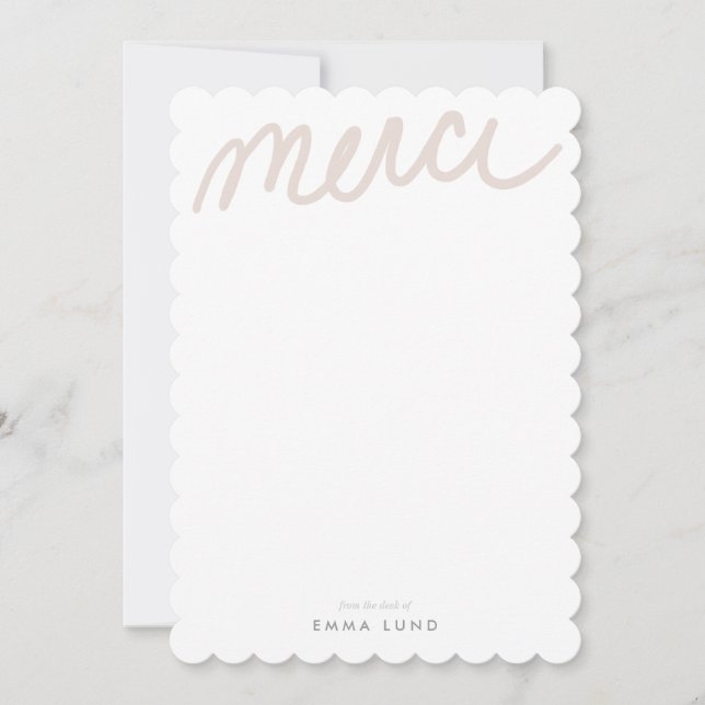 Lilac "Merci" Stationery Note Card (Front)