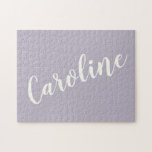 Lilac Minimalist Calligraphy Personalised Name  Jigsaw Puzzle<br><div class="desc">Dusty Lilac Minimalist Calligraphy Personalised Name Puzzle</div>