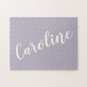 Lilac Minimalist Calligraphy Personalised Name  Jigsaw Puzzle
