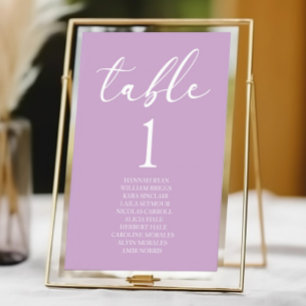 Lilac Minimalist Elegant Classic Basic Wedding Table Number